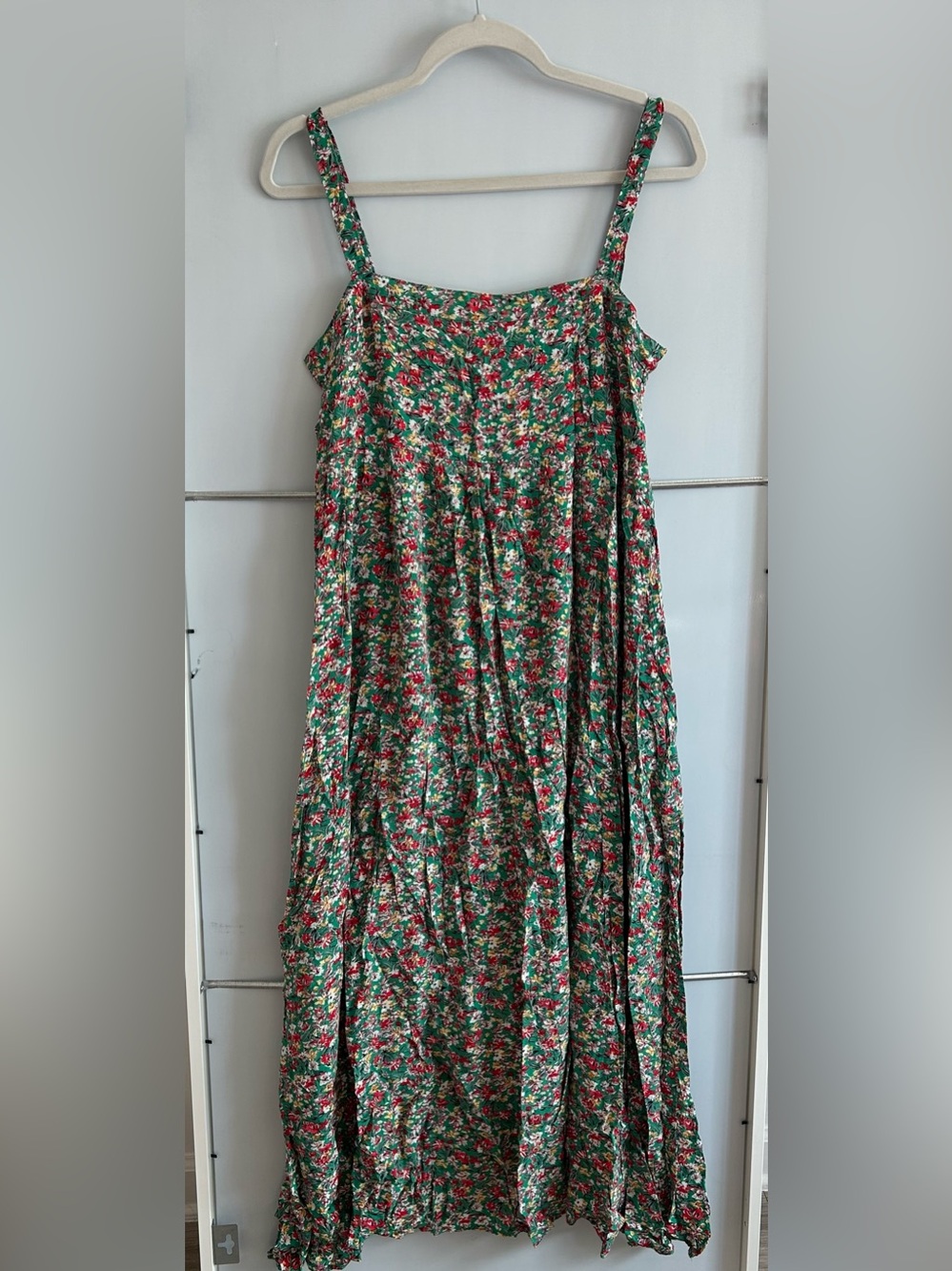 NATURAL LIFE Green Floral Maxi Dress with Red Accents